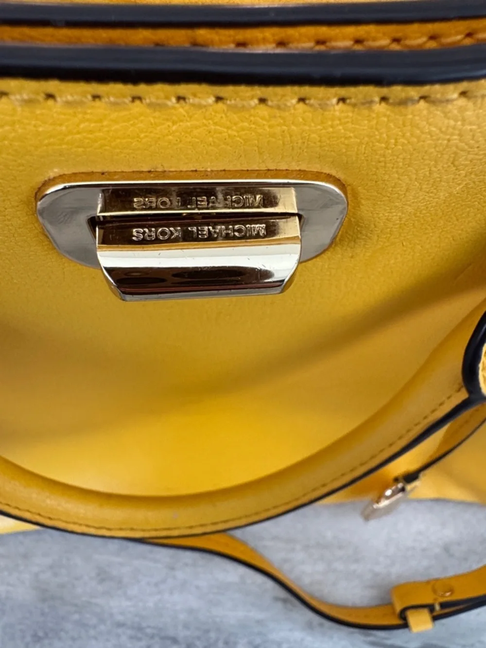 Michael Kors Yellow Studded Satchel with Gold Hardware